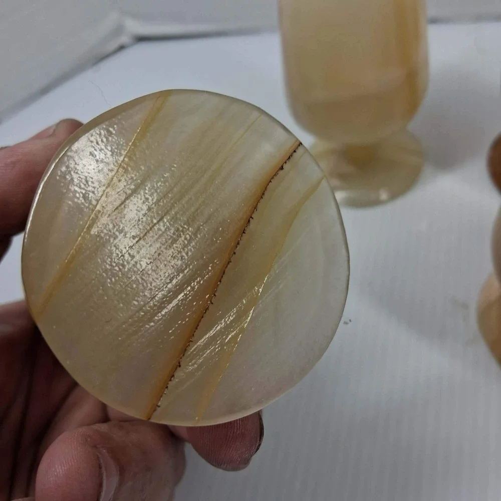 Vintage‎ Natural Banded Onyx Marble Mini Goblet Cordial Shot Glass Set of 4